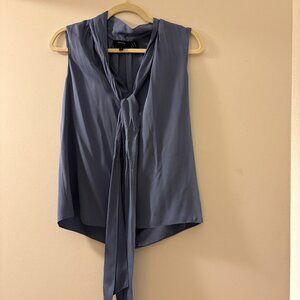 Theory Draped Tie Shell Classic Sleeveless Silk Top Blue Size XS